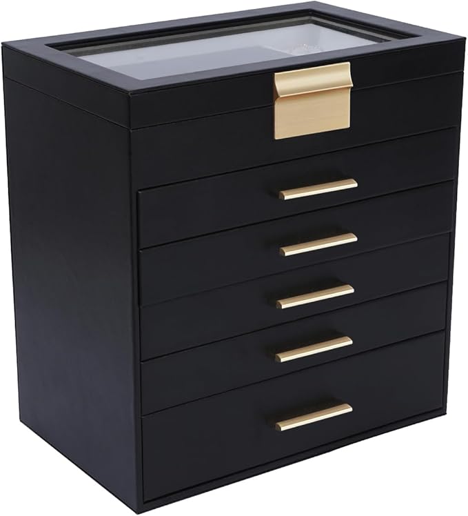 Jewelry Boxes for Women, White and Black 6 Layer Large Jewelry Box for Necklace, Bracelet, Earrings, Rings Storage, Jewelry holder Organizer